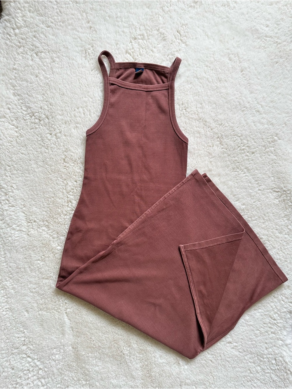 Old Navy Dusty Brown Ribbed Tank Midi Dress XS - Picture 10 of 11